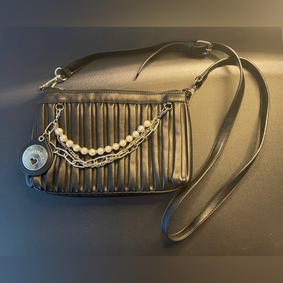 Cafe Noir Faux Leather Y2K Retro Pleated Crossbody/Clutch Handbag *Minor Flaws* - Picture 2 of 11